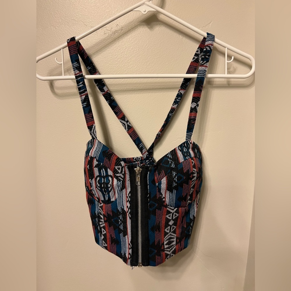 Front zip up crop top